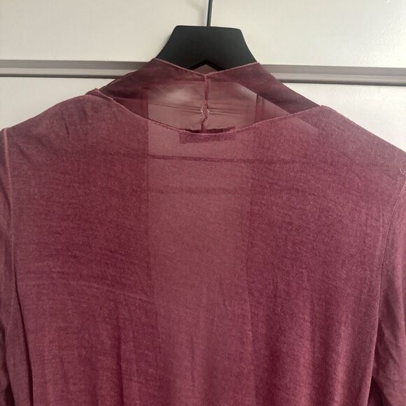 Gigi Moda Silk Open Cardigan Sz S Burgundy Italy Fairy Artsy Lagenlook Sheer - Picture 7 of 14